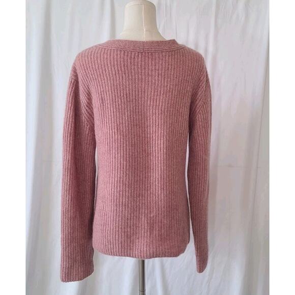 Vince 100% Cashmere Heather Mauve Shaker Rib V Neck Pullover Sweater Small - Picture 7 of 8